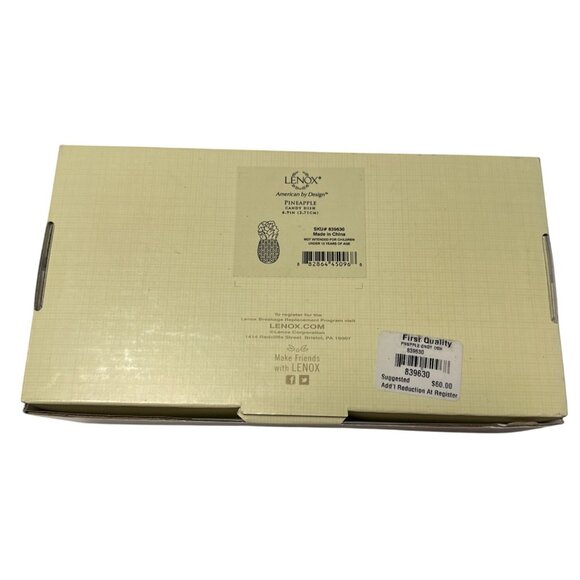 Lenox Pineapple Candy Dish 6.9" Ceramic Cream Gold Accents - Picture 3 of 11